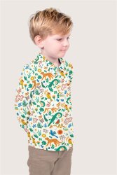 Baumwollpopeline bunte Tierwelt - creme