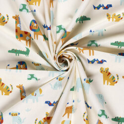 Baumwollpopeline Konfettitiere - creme