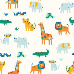 Baumwollpopeline Konfettitiere - creme