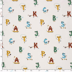 Baumwollpopeline sportliche Buchstaben - creme