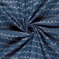 Baumwollpopeline Wellenstreifen - jeansblau
