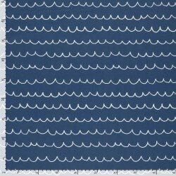 Baumwollpopeline Wellenstreifen - jeansblau