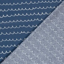 Baumwollpopeline Wellenstreifen - königsblau