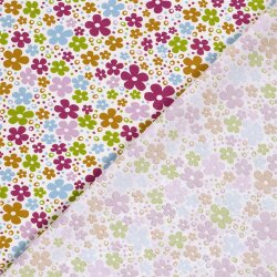Baumwollpopeline bunte Blütenwelt - creme