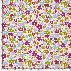 Baumwollpopeline bunte Blütenwelt - creme