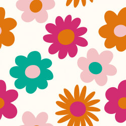 Baumwollpopeline große bunte Blüten - creme