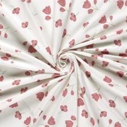 Baumwolljersey zarte Mohnblumen - creme