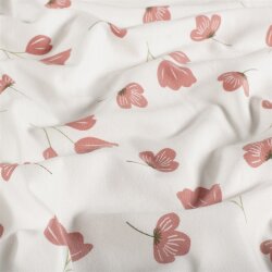 Baumwolljersey zarte Mohnblumen - creme
