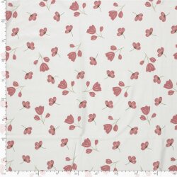 Baumwolljersey zarte Mohnblumen - creme