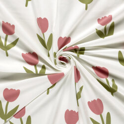 Baumwolljersey Tulpen - creme