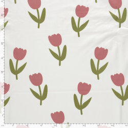 Baumwolljersey Tulpen - creme