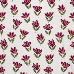 Baumwolljersey schöne Blumen - creme