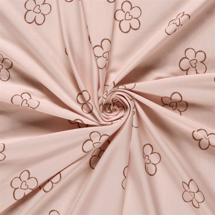 Baumwolljersey Blumenherz - lachsrosa