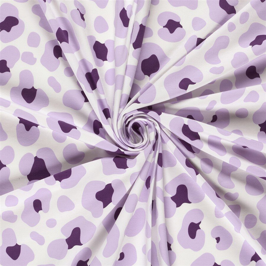 Baumwolljersey Leo - creme/helllila