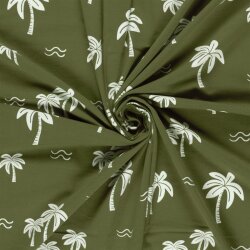 Baumwolljersey Palmen - dunkeloliv