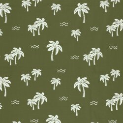 Baumwolljersey Palmen - dunkeloliv