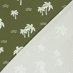 Baumwolljersey Palmen - dunkeloliv