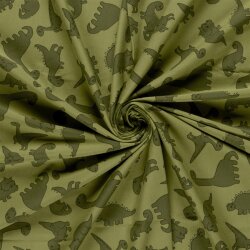 Baumwolljersey süße Dinos - oliv