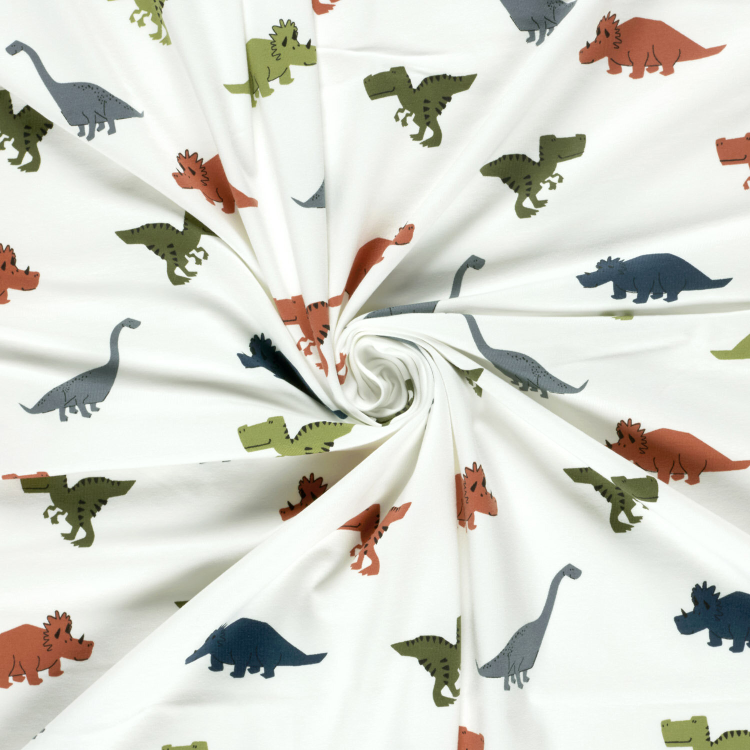 Baumwolljersey bunte Dinos - creme