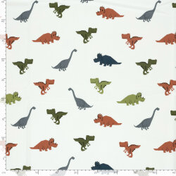 Baumwolljersey bunte Dinos - creme