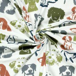 Baumwolljersey bunte Hunde - creme