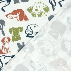 Baumwolljersey bunte Hunde - creme