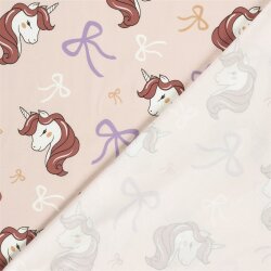 Baumwolljersey Einhorn & Schleifen - softrosa