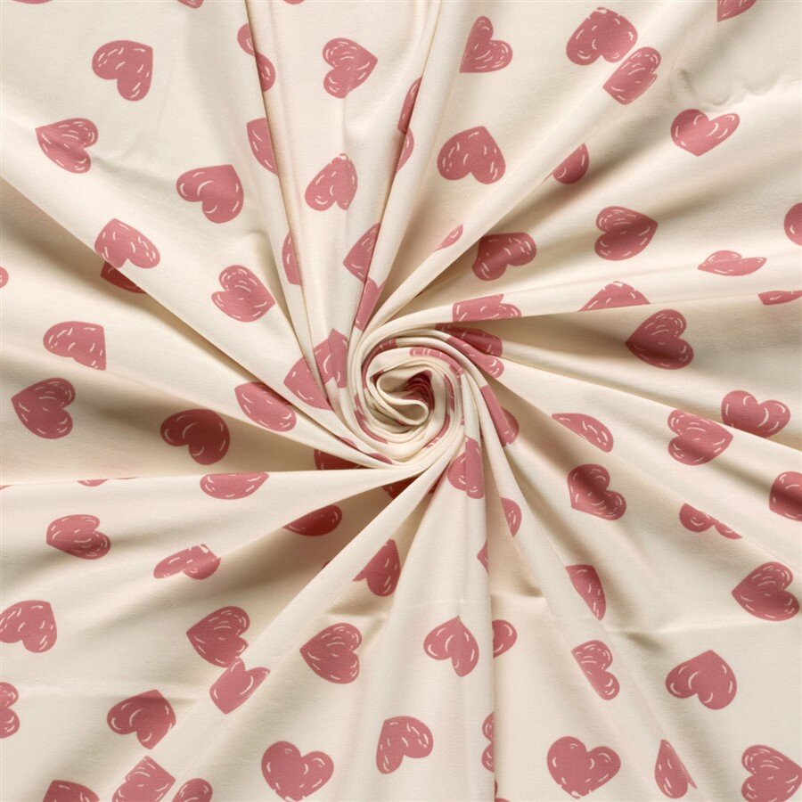 Baumwolljersey Kritzelherzen - softrosa