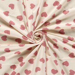 Baumwolljersey Kritzelherzen - softrosa