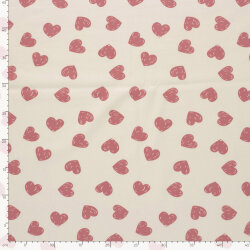 Baumwolljersey Kritzelherzen - softrosa