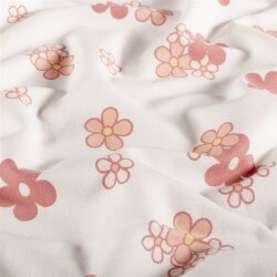 Baumwolljersey Blumenräder  - creme