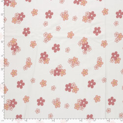 Baumwolljersey Blumenräder  - creme