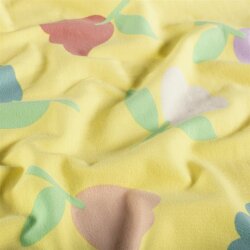 Baumwolljersey bunte Tulpen - gelb