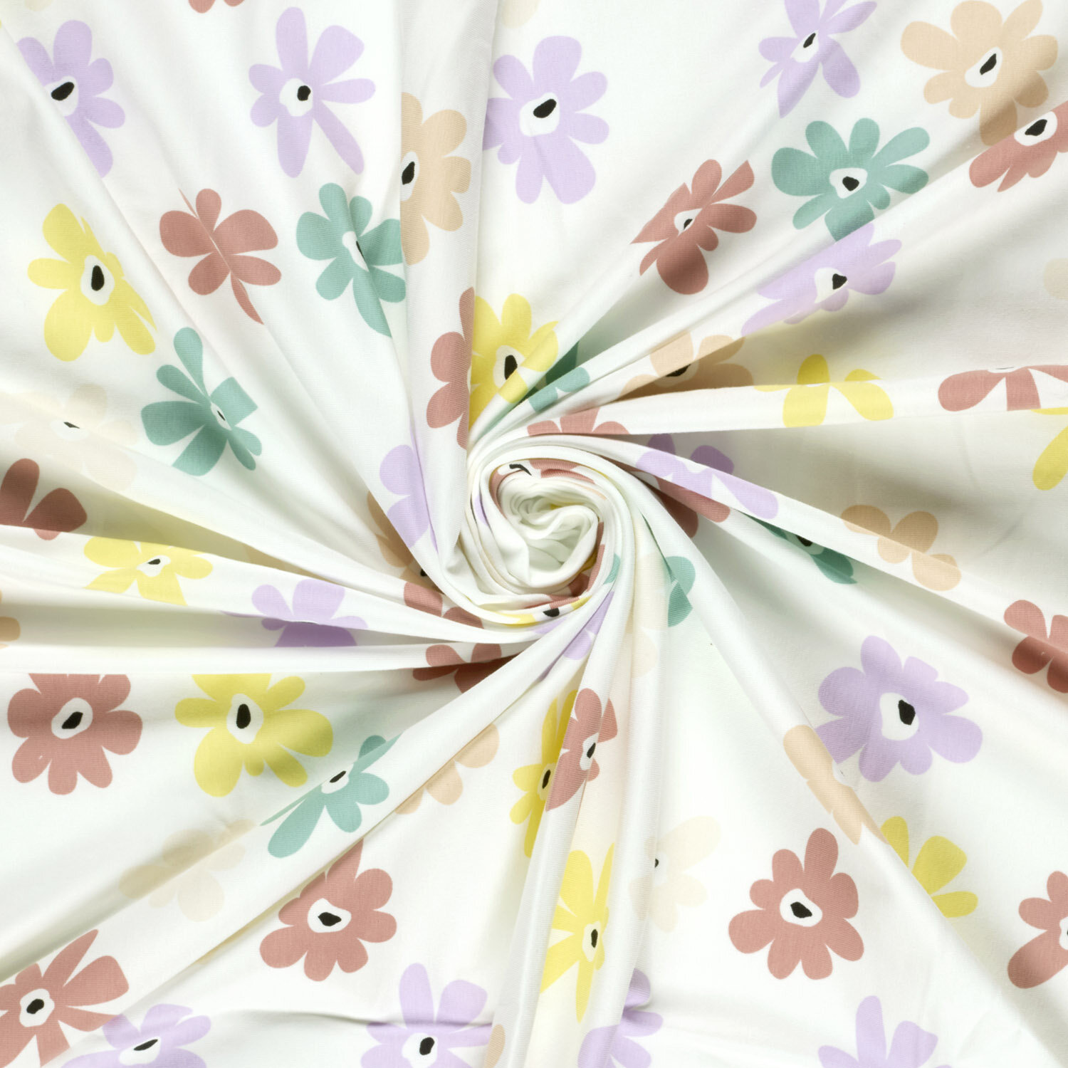 Baumwolljersey Pastell Blüten - creme