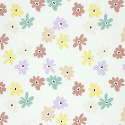 Baumwolljersey Pastell Blüten - creme