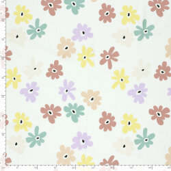 Baumwolljersey Pastell Blüten - creme