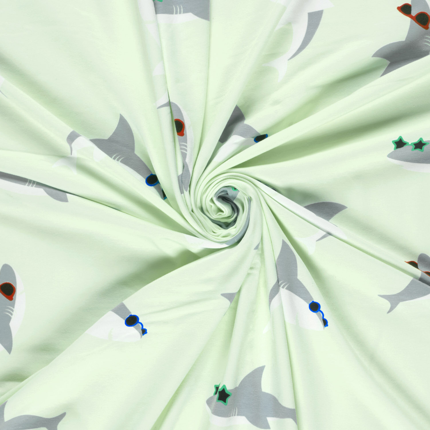 Baumwolljersey coole Haie - mintgrün