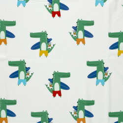 Baumwolljersey surfende Krokodile - creme