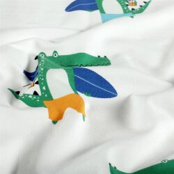 Baumwolljersey surfende Krokodile - creme