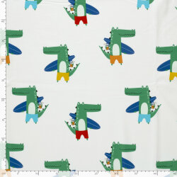 Baumwolljersey surfende Krokodile - creme
