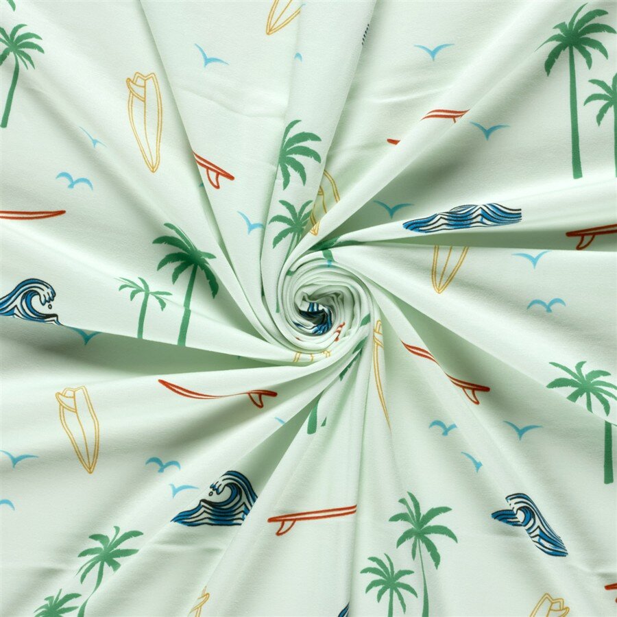 Baumwolljersey bunter Strand - mintgrün