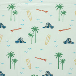 Baumwolljersey bunter Strand - mintgrün