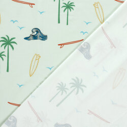 Baumwolljersey bunter Strand - mintgrün