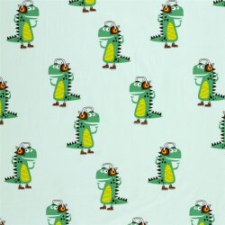 Baumwolljersey coole Krokodile - mintgrün