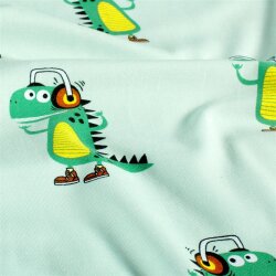 Baumwolljersey coole Krokodile - mintgrün