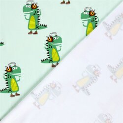 Baumwolljersey coole Krokodile - mintgrün