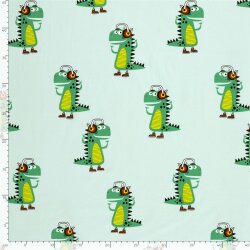 Baumwolljersey coole Krokodile - mintgrün