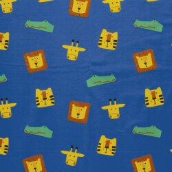 Baumwolljersey Tierköpfe - königsblau