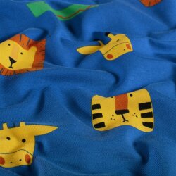 Baumwolljersey Tierköpfe - königsblau