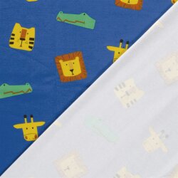 Baumwolljersey Tierköpfe - königsblau